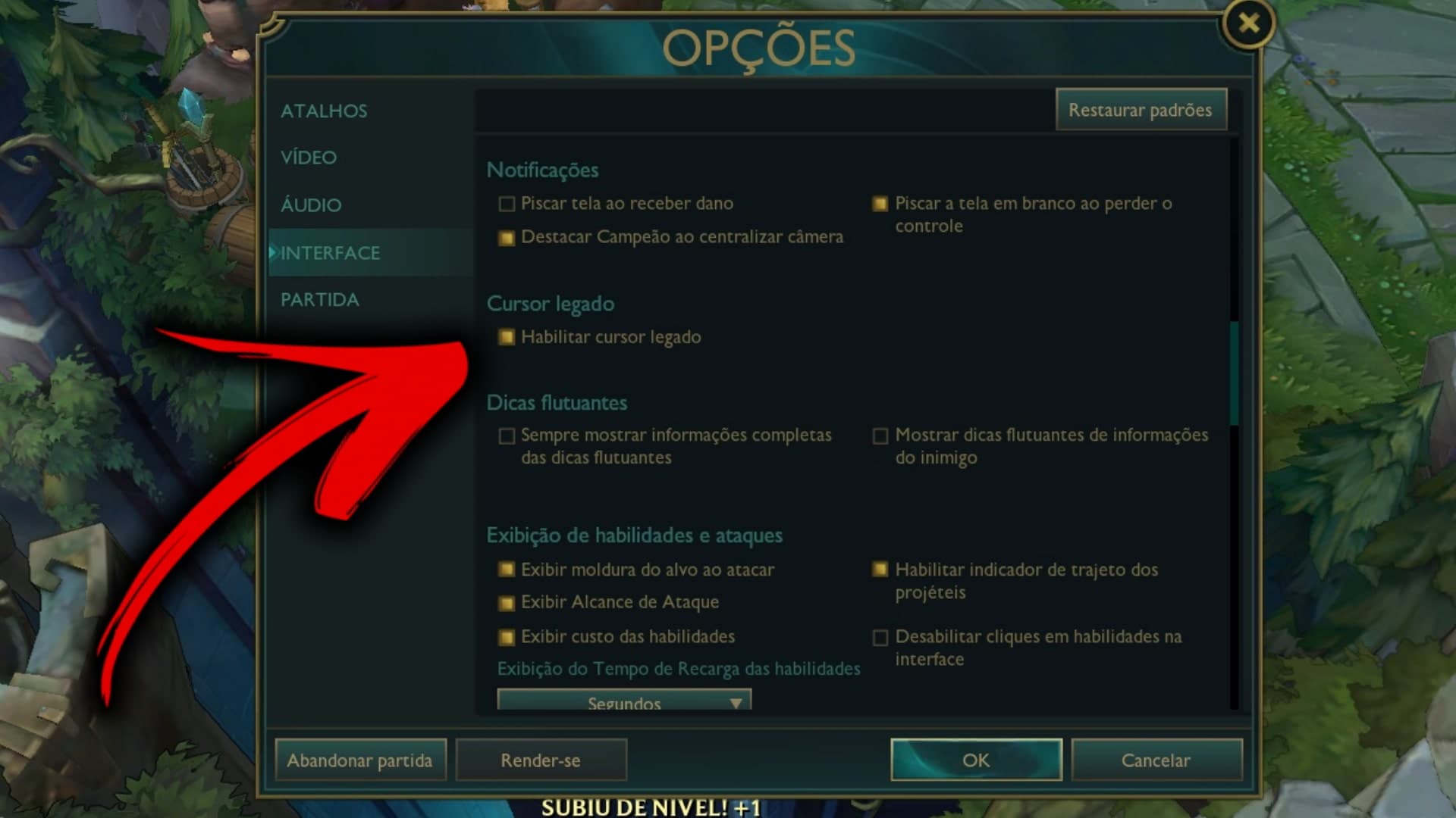 Trocar cursor legado LoL