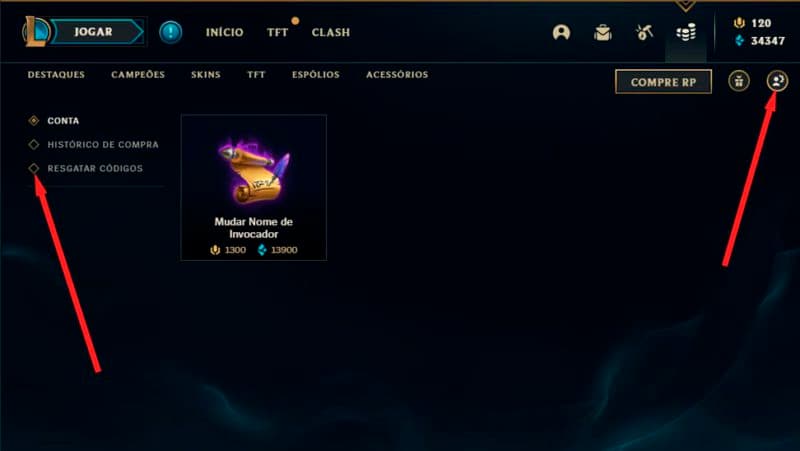 Imagem da tela de resgate do cartão de RP do LoL