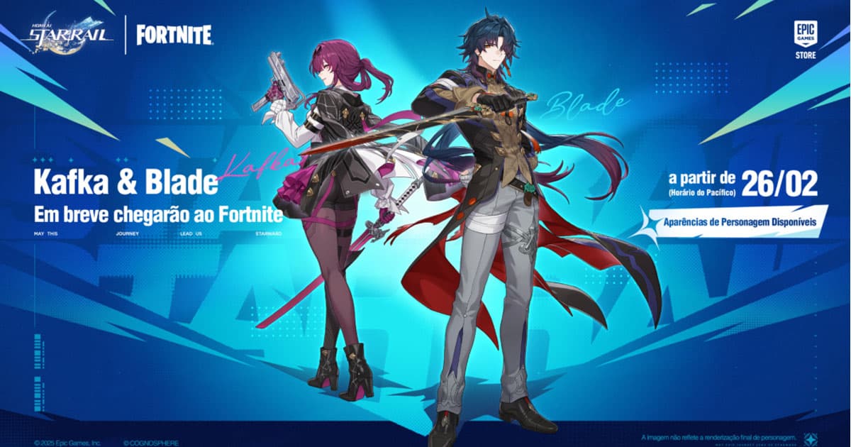 Fortnite: Honkai Star Rail anuncia colaboração inédita com skins de Kafka e Blade